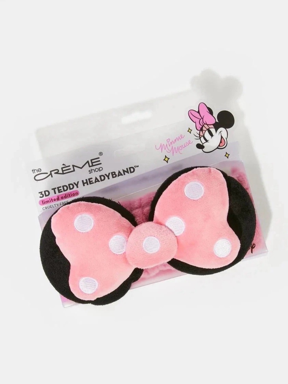 2 NEW Disney Creme 3D Minnie Mouse Headyband Teddy Spa Pink LIMITED EDITION
